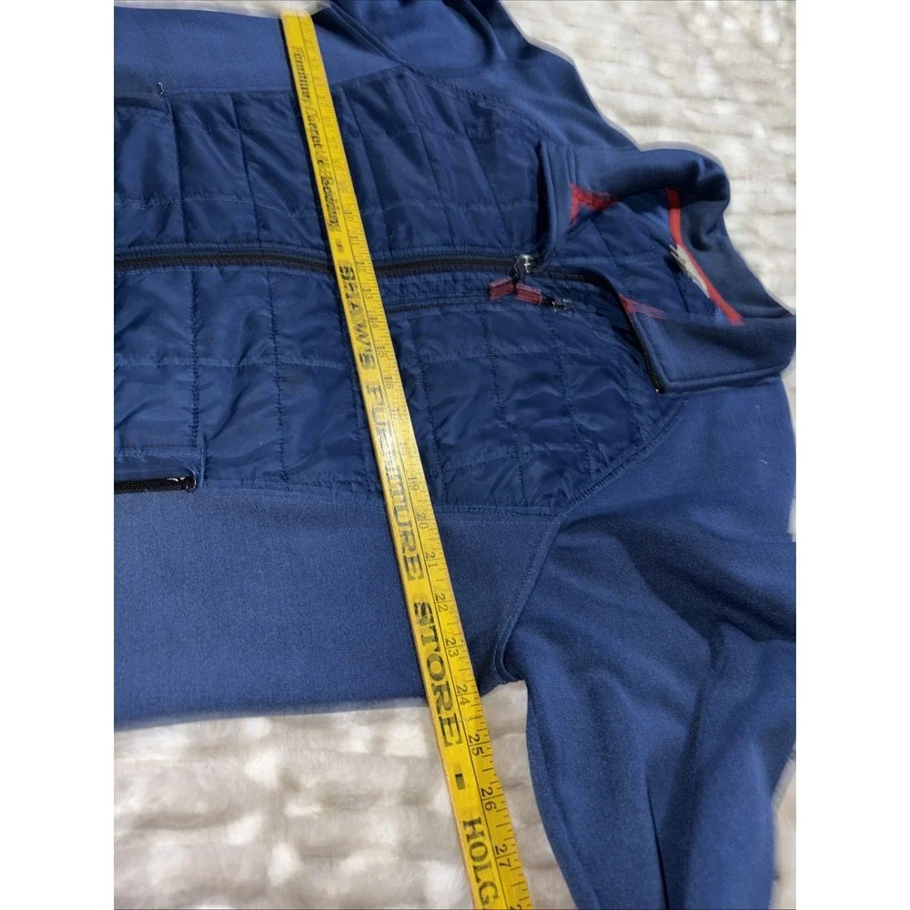 Orvis Jacket Mens XL Blue Hybrid Mixed Media Quilted Fleece Full Zip Puffer